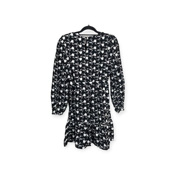 Black and White Floral Dress SZ M Rose Print Size M Boho Draper James - Picture 2 of 10